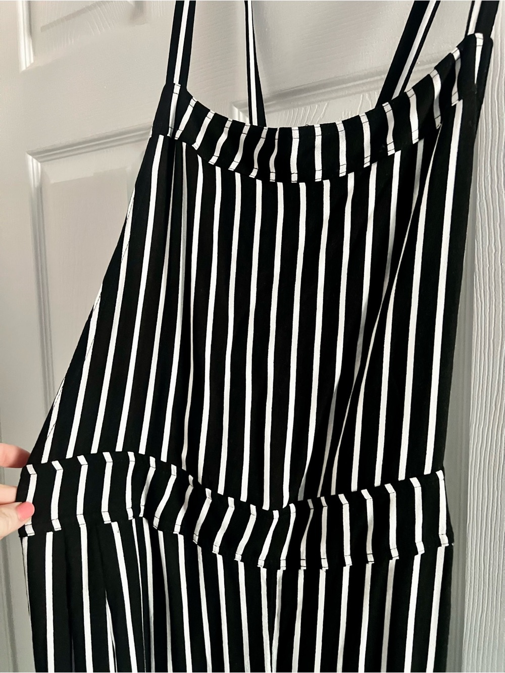 Torrid NWT Black and White Vertical Stripe Wide-Leg Jumpsuit - Picture 8 of 9